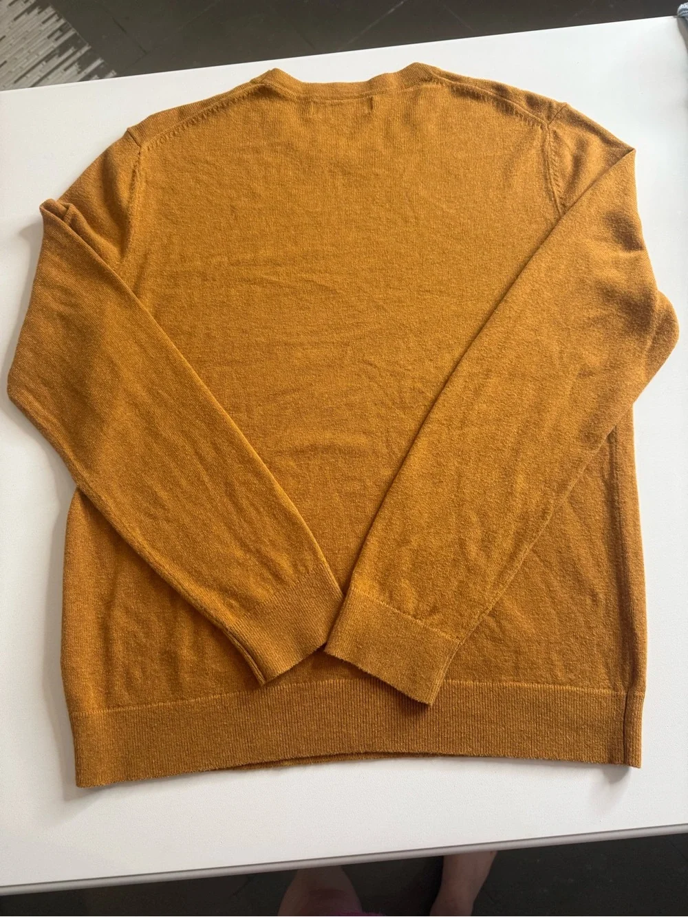 Banana Republic Luxe Yarn Cotton Silk Cashmere Knit Mens Crewneck Sweater Gold S